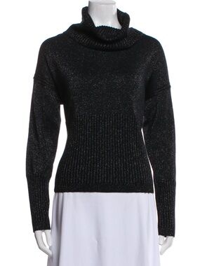 10 Crosby Derek Lam Black Sparkle Cowl Neck Sweater